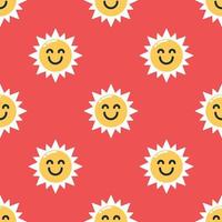 Seamless smiling sun pattern background vector