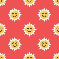 Seamless smiling sun pattern background vector