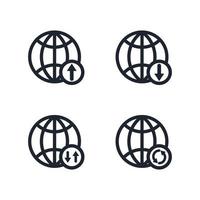 Globe icon set, World wide web internet connection icon set vector