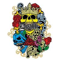 colored, vintage grunge skull vector