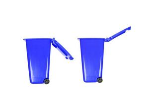 Two blue trash cans photo