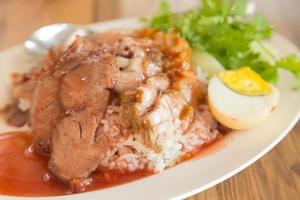 Red pork and rice photo