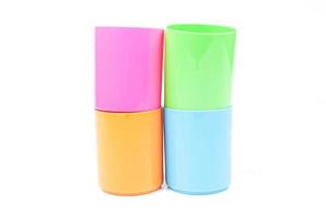 Colorful plastic cups photo