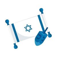 Juego de dreidel con bandera israel icono aislado vector