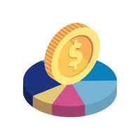 circular statistical with coin isolated icon vector