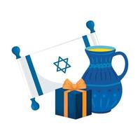 flag israel with gift box and teapot isolated icon vector
