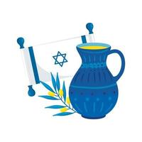bandera de israel con cocina y rama de olivo vector