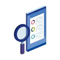 smartphone device with magnifying glass isolated icon vector