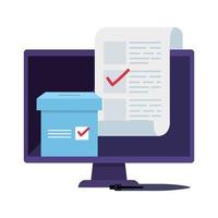 computer for vote online isolated icon vector