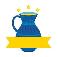 teapot of pottery decorative with stars david and ribbon vector