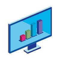 computer desktop with infographic isolated icon vector