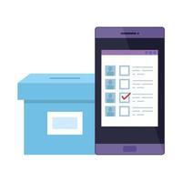 Smartphone para votar en línea icono aislado