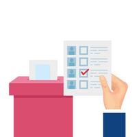 hand with ballot box carton isolated icon vector