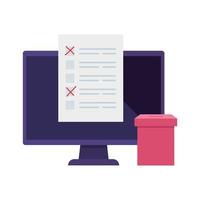 computer for vote online isolated icon vector