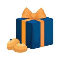 gift box present with breads isolated icon vector