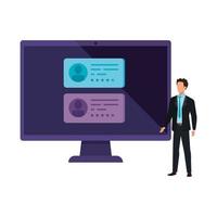 businessman with computer for vote online vector