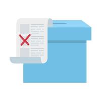 Urna con formulario de voto icono aislado vector