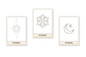 Set of a cards with astrology geometric icons vector