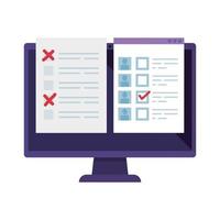 computer for vote online isolated icon vector