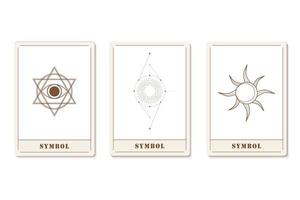 Set of astrology trendy cards with geometric icons vector