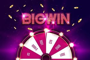 Casino spinning fortune wheel vector banner template