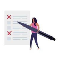 business woman with vote form and pen vector