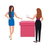 business women with ballot box isolated icon vector