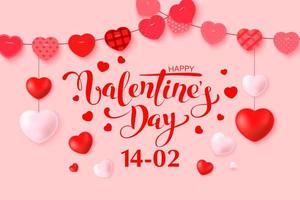 Happy Valentine's Day greeting card design with frame vector