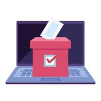 Ordenador portátil para votar online con urna