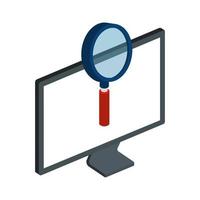computer desktop with magnifying glass vector