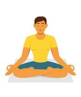 Man Workout by Yoga Meditation. vector