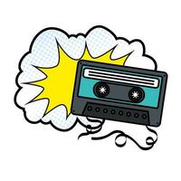 cassette with cloud pop art style icon vector