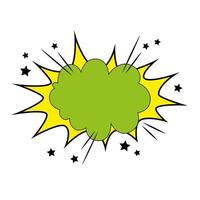 explosion green color and stars pop art style icon vector