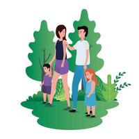 parents couple with daughters on the park vector