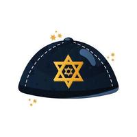 jewish hat with star hanukkah celebration traditional icon vector