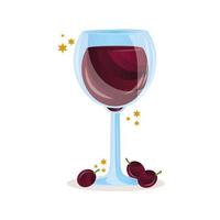 Copa de vino con icono de uvas vector