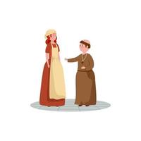 cinderella with monk of fairytale avatar character vector