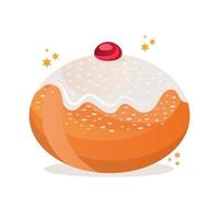 donut dulce judío delicioso icono vector