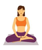 Woman Workout Yoga Meditation. vector