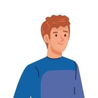 young man wearing winter blue coat character vector