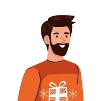 young man bearded wearing winter coat character vector