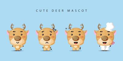 Cute deer mascot design set vector