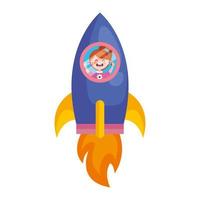 happy cute little girl redhead in rocket character vector