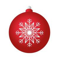 feliz navidad bola roja decoracion con copo de nieve vector