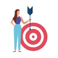 elegant business woman with arrow and target vector