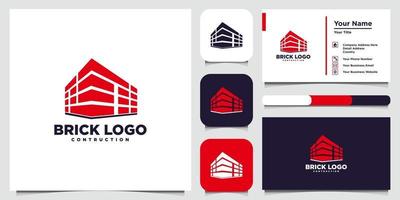 Plantillas de logotipos de ladrillos y tarjetas de visita. vector