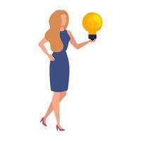 elegant business woman with bulb character vector