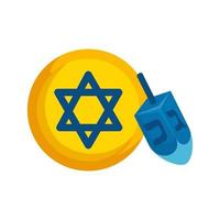 Juego de dreidel con estrella david icono aislado vector