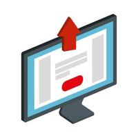 computer desktop with arrow up isolated icon vector