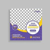 Back To School Admission Social Media Post Template Design vector